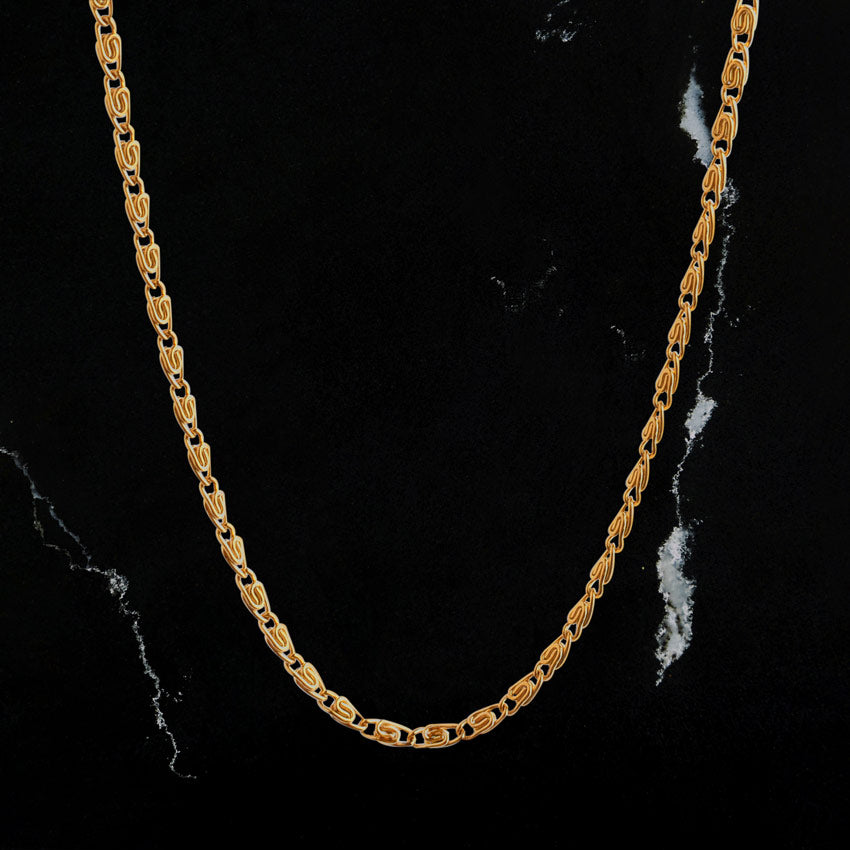 Scroll chain necklace gold. Rosegold and black.